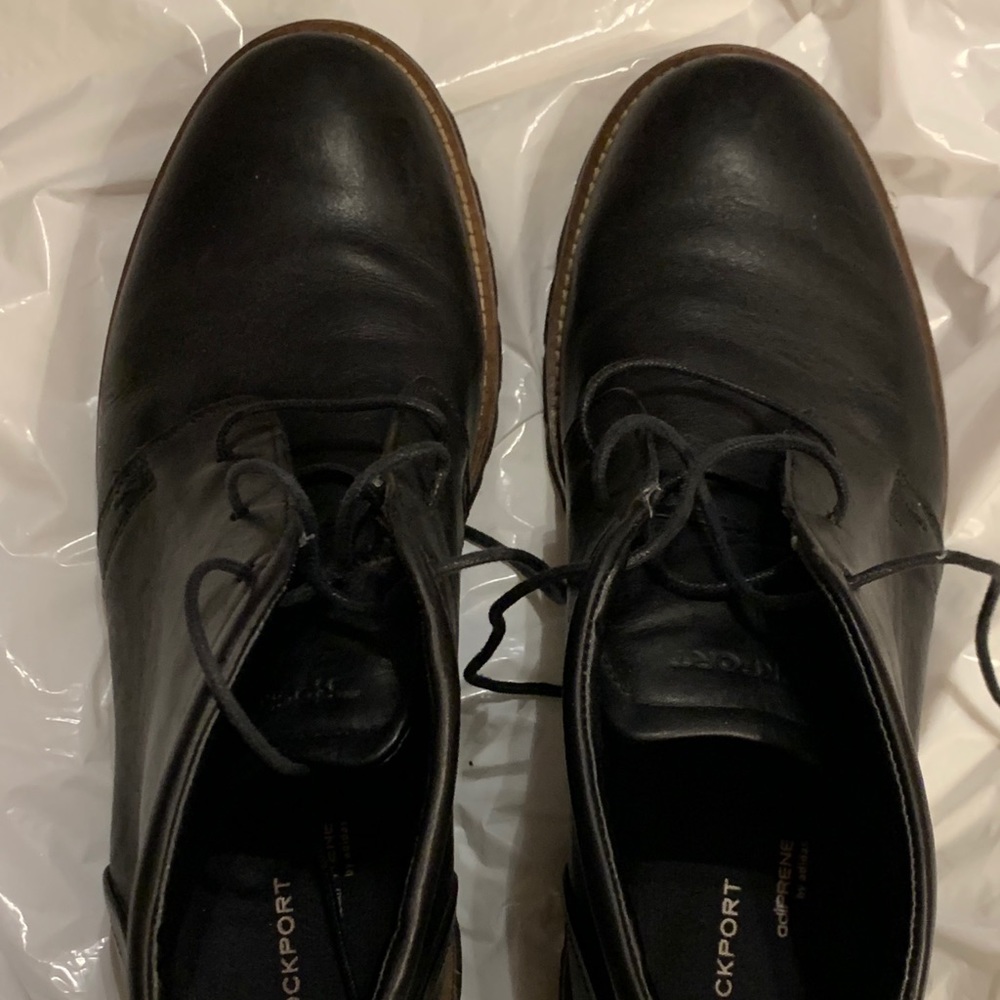 Men’s black leather Rockport/adidas boots size 9